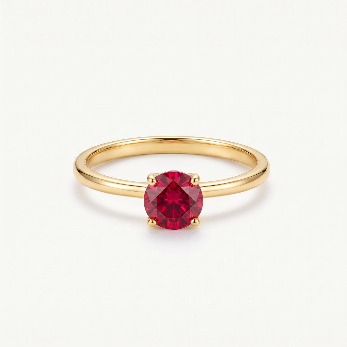 Gold Red CZ Ring