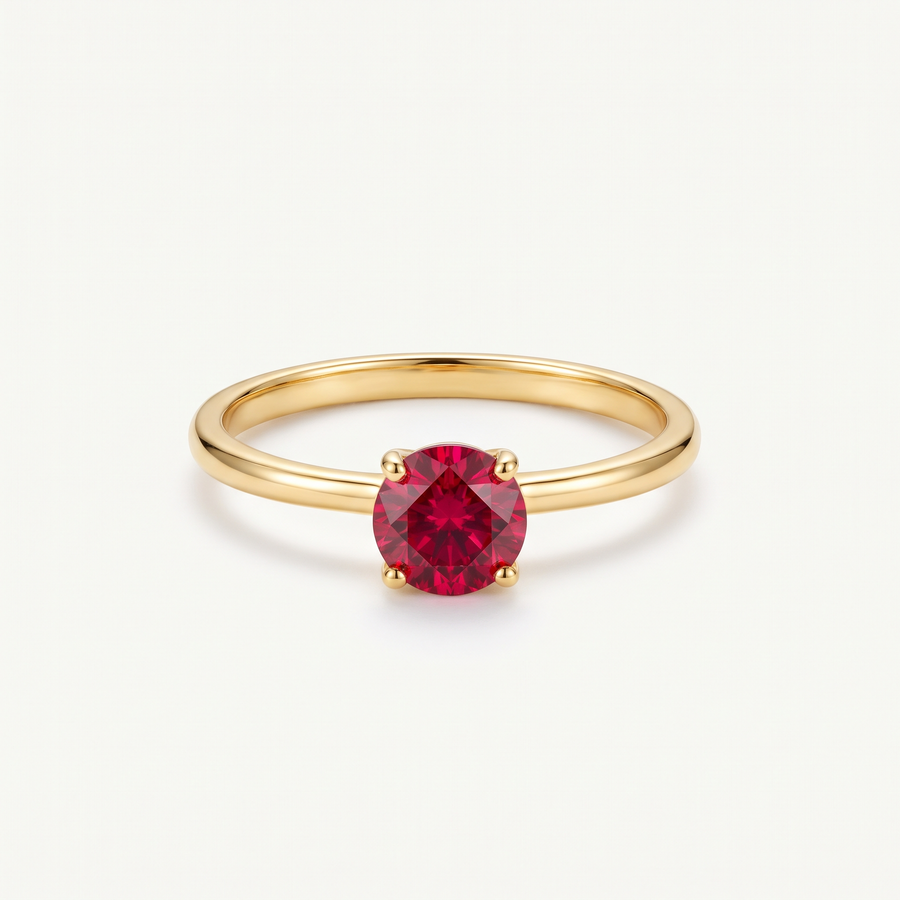 Gold Red CZ Ring