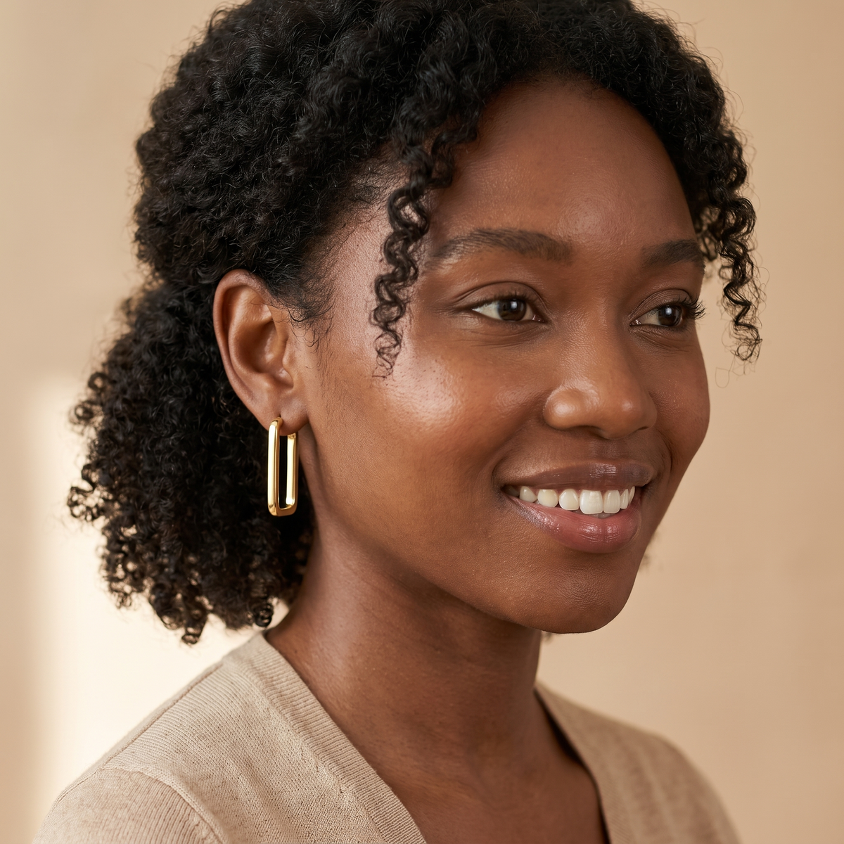 Gold Rectangle Hoop Earrings