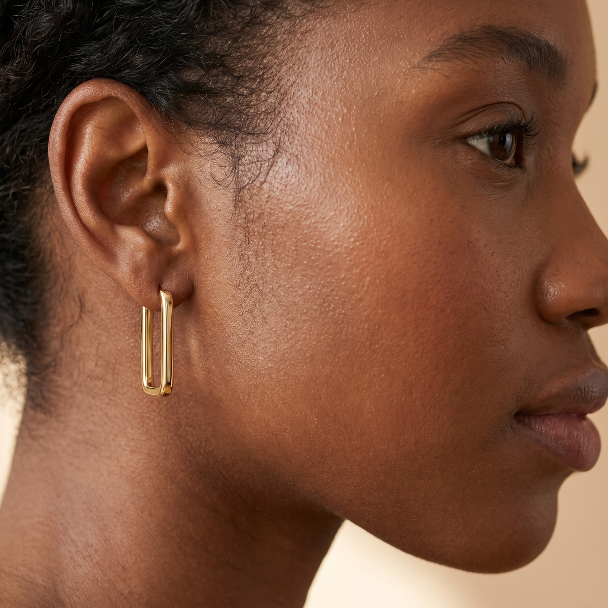 Gold Rectangle Hoop Earrings