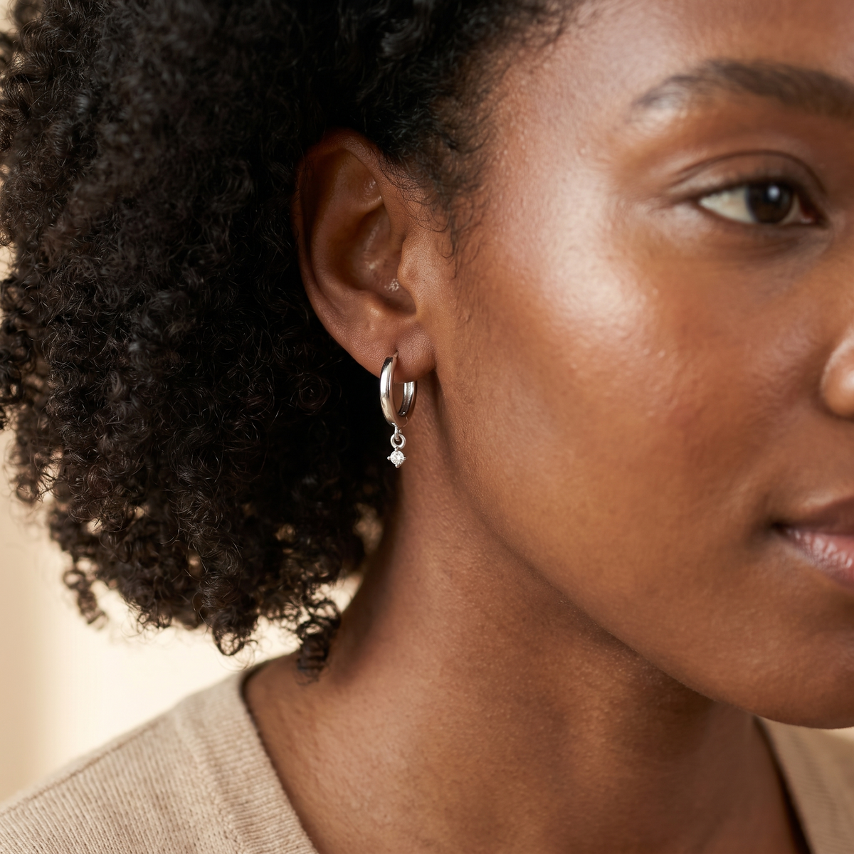 Silver Charm Huggie Hoops