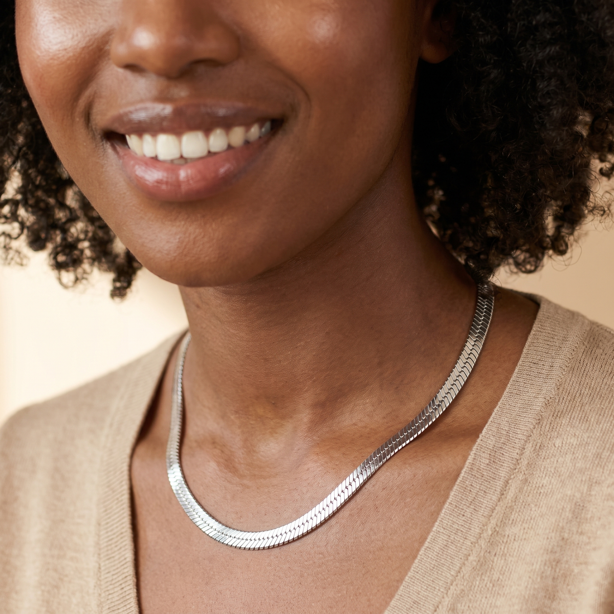 Silver Herringbone Necklace