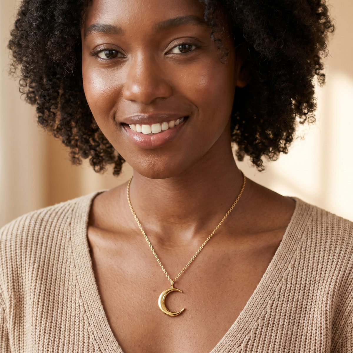 Gold Moon Pendant Necklace