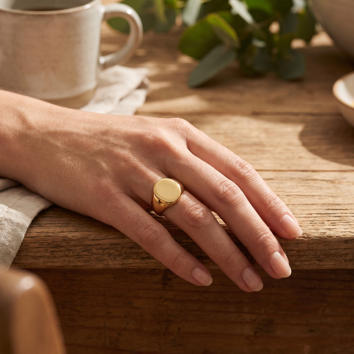 Gold Chunky Signet Ring
