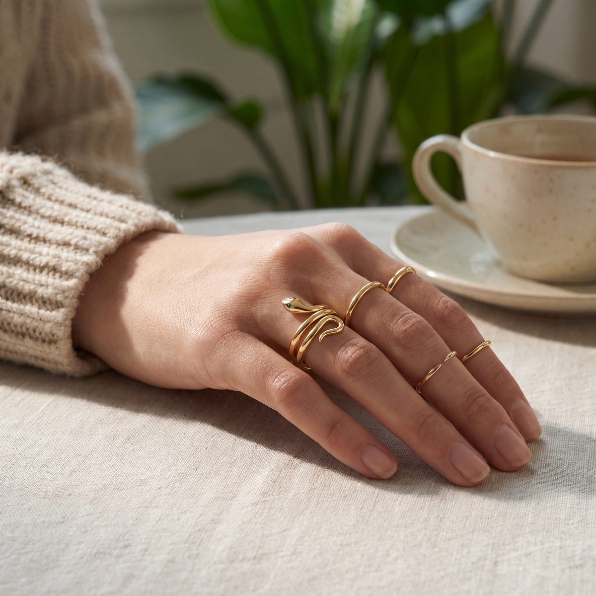 Gold Snake Wrap Ring