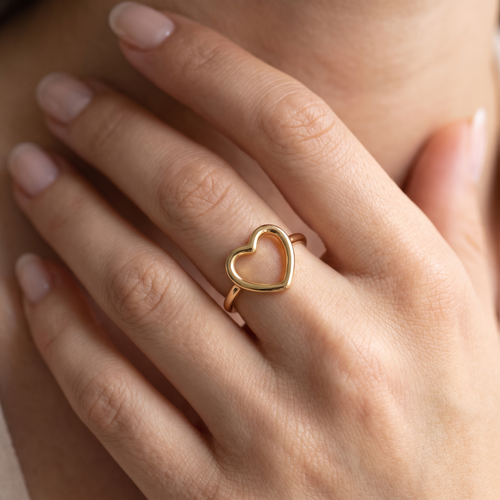 Gold Open Heart Ring product studio shot