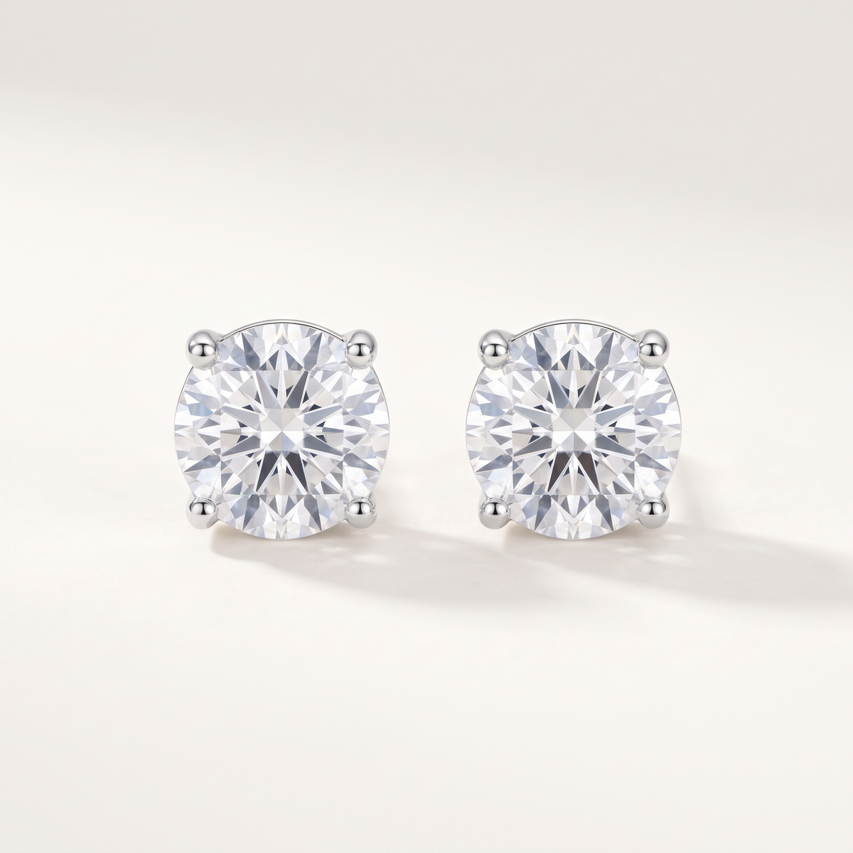 Silver CZ Stud Earrings worn close-up