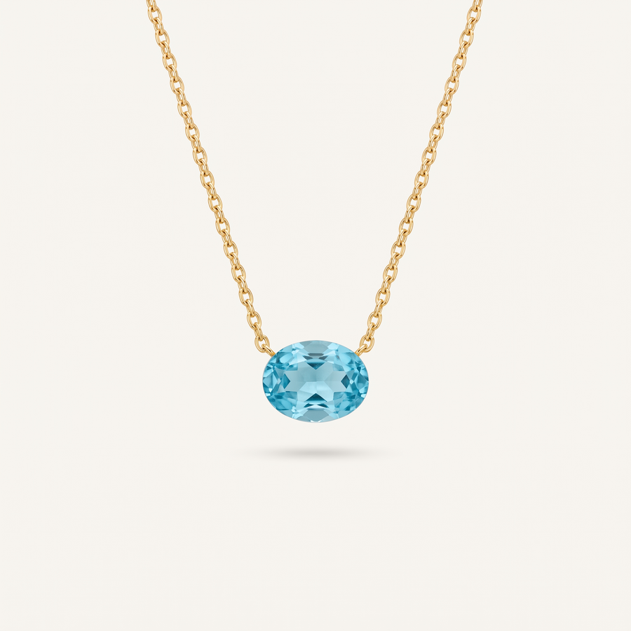 Gold Birthstone Pendant Necklace