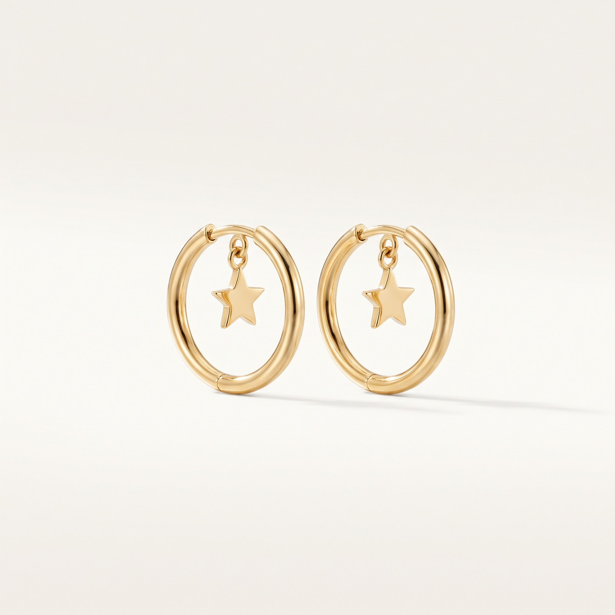 Gold Star Hoop Earrings