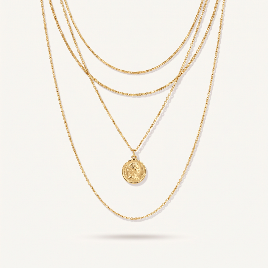Gold Coin Layered Necklace
