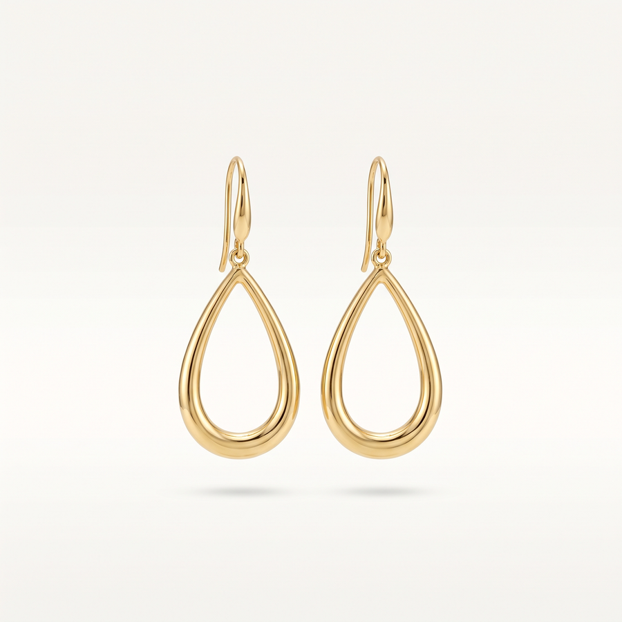 Gold Teardrop Drop Earrings
