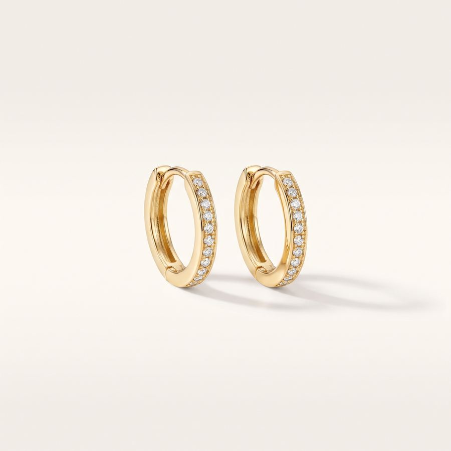 Gold CZ Huggie Hoops