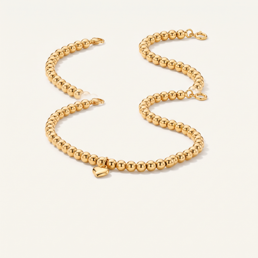 Gold Beaded Charm Bracelet