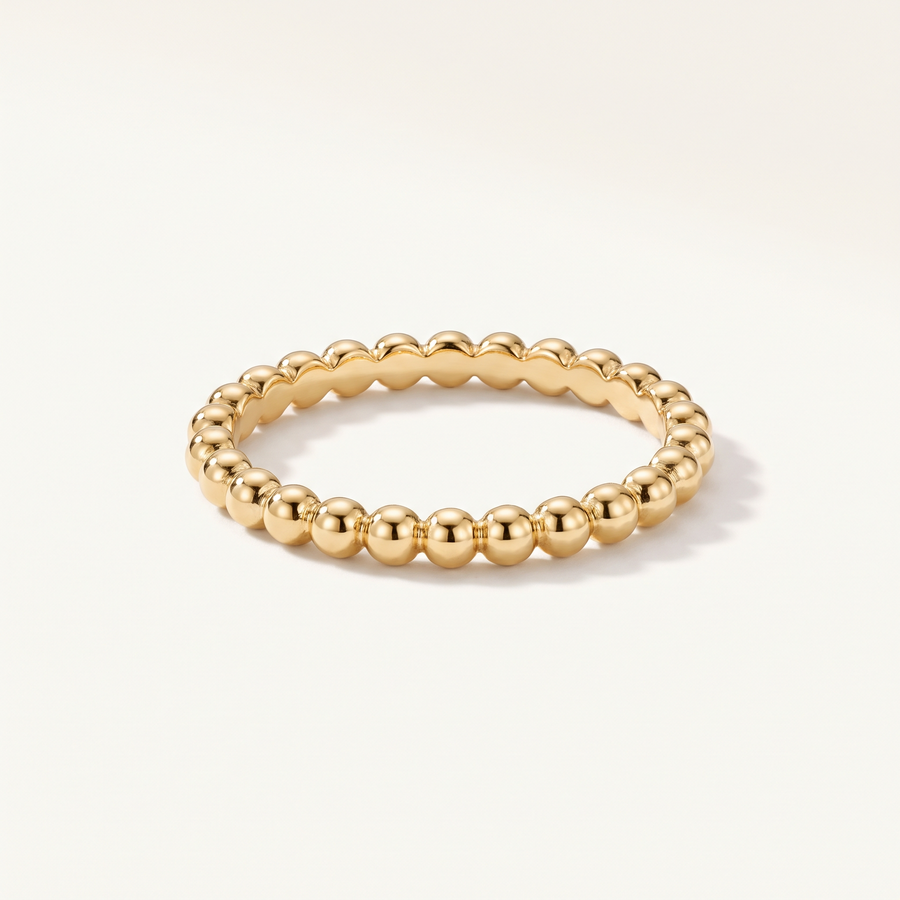 Gold Beaded Band Ring