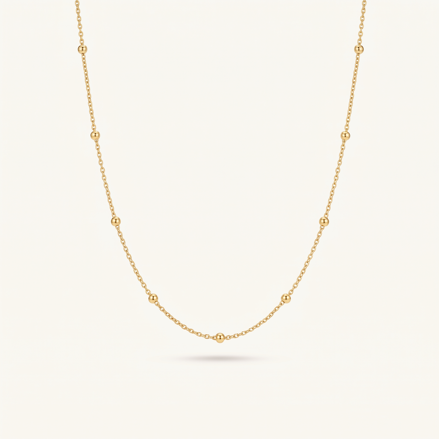 Gold Beaded Chain Necklace