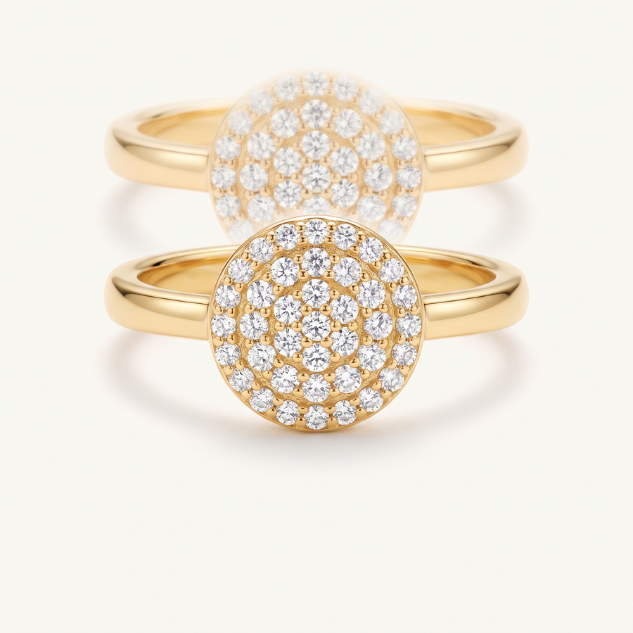 Gold CZ Cluster Ring