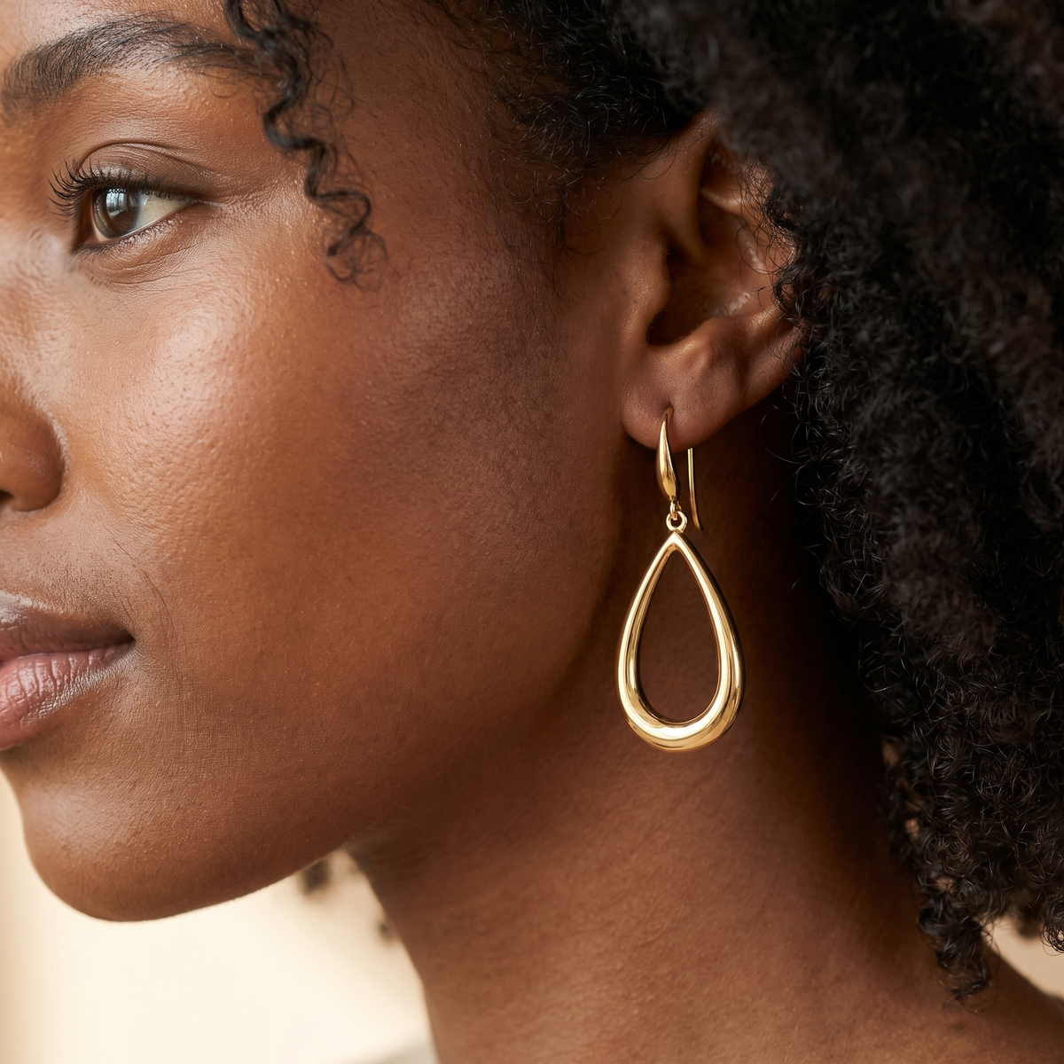 Gold Teardrop Drop Earrings