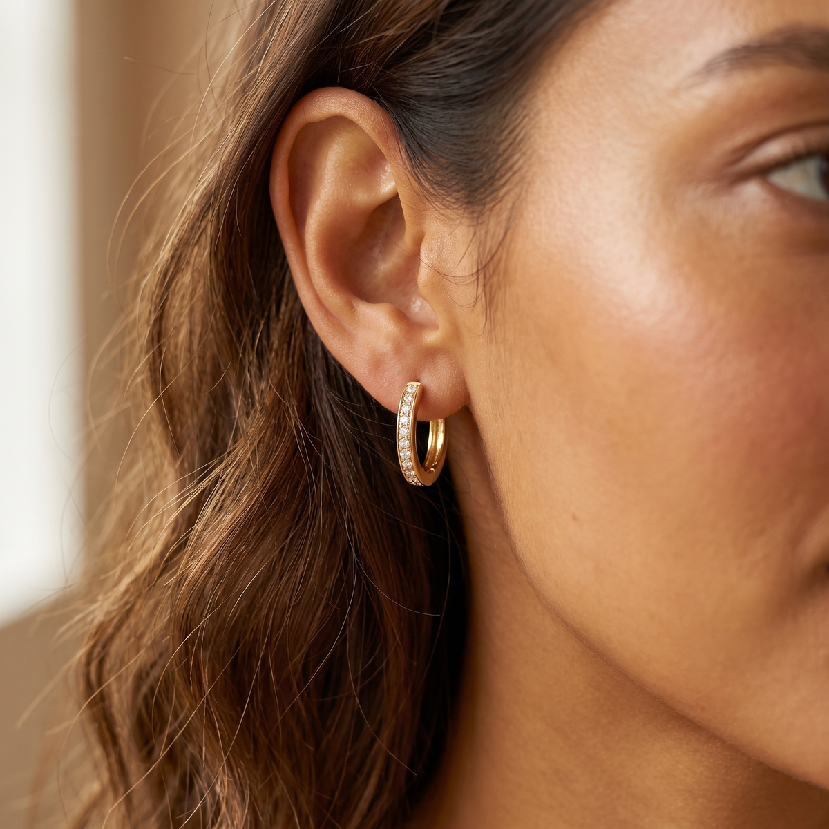 Gold CZ Huggie Hoops