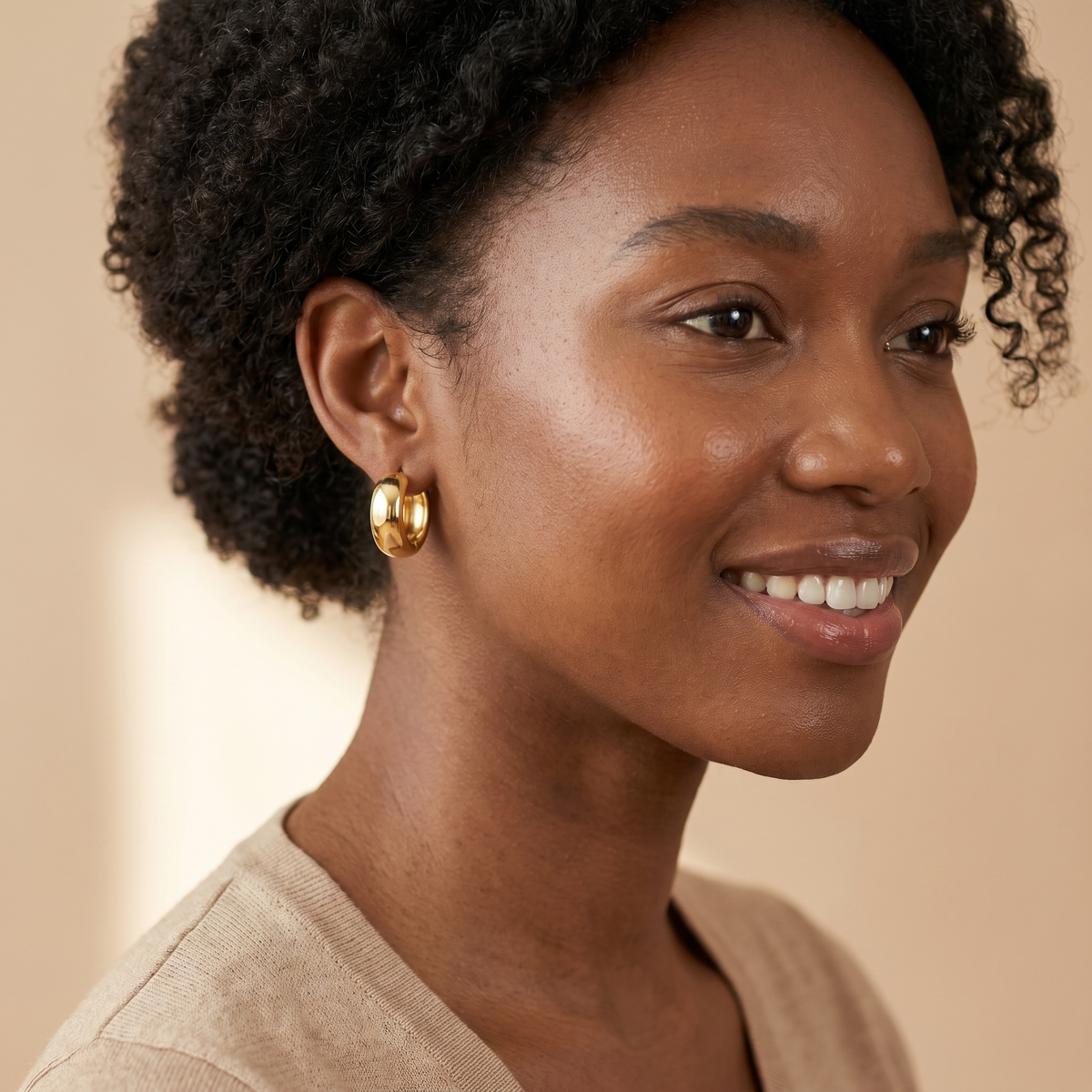 Gold Chunky Huggie Hoops