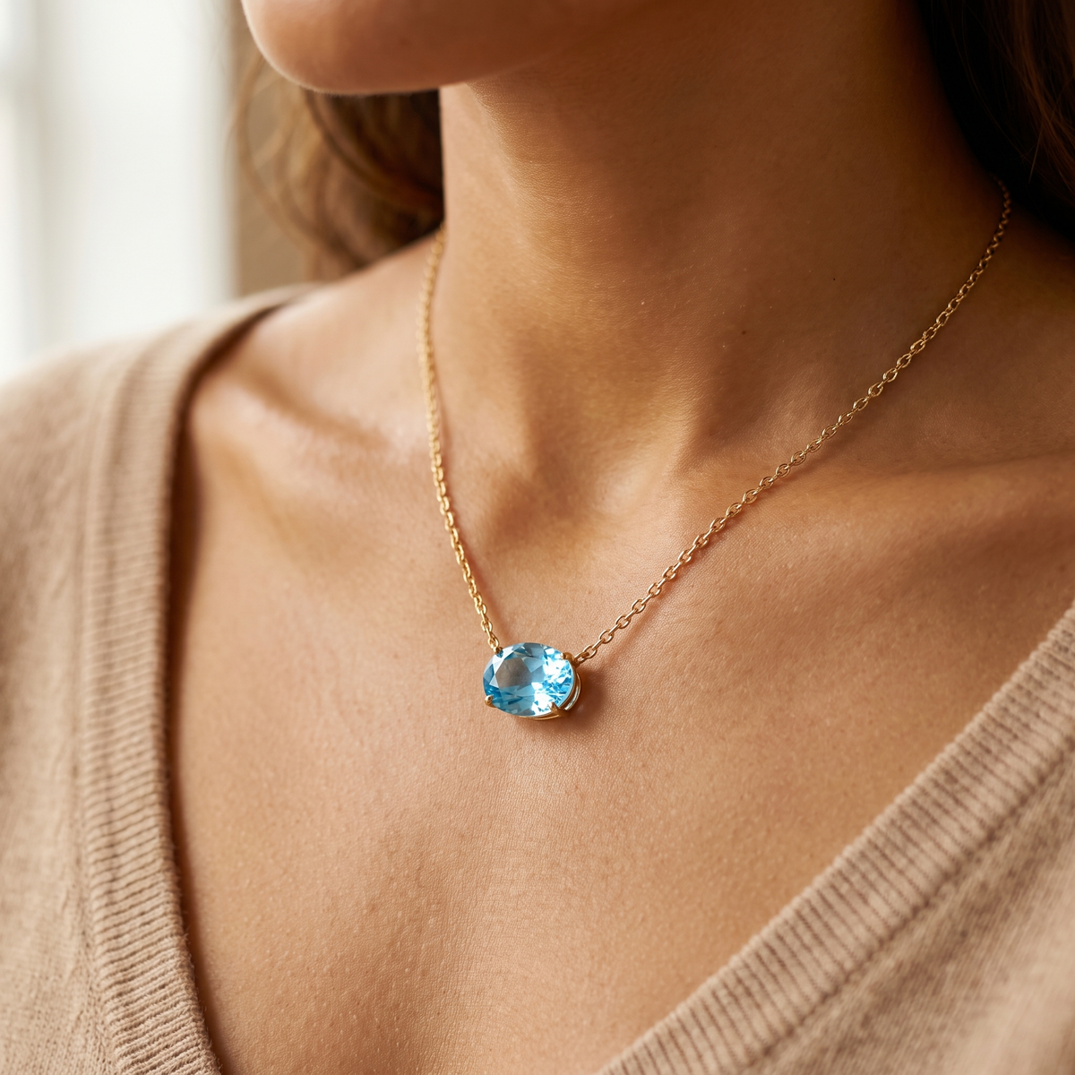 Gold Birthstone Pendant Necklace