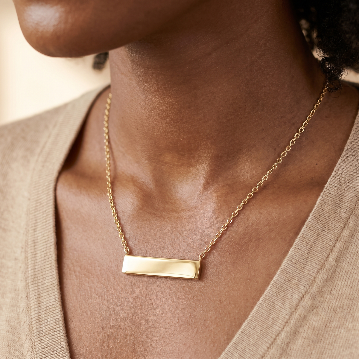 Gold Personalised Bar Necklace