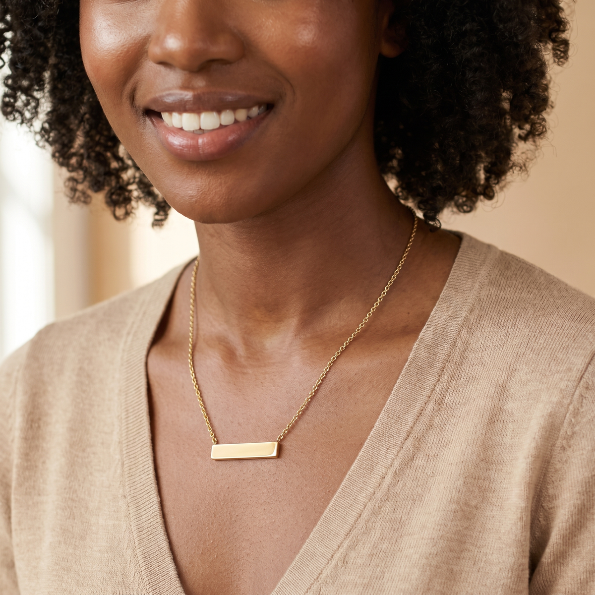 Gold Personalised Bar Necklace