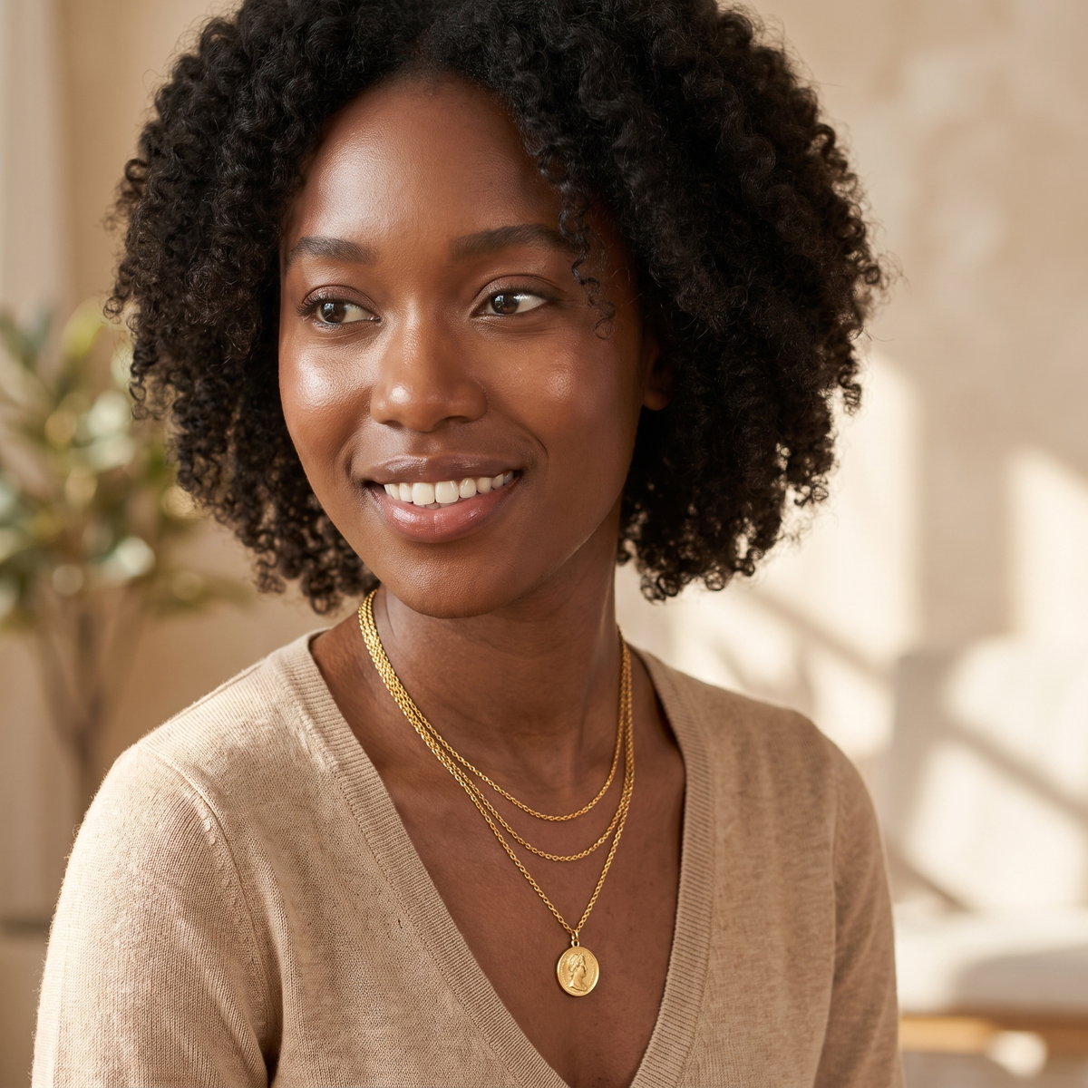 Gold Coin Layered Necklace
