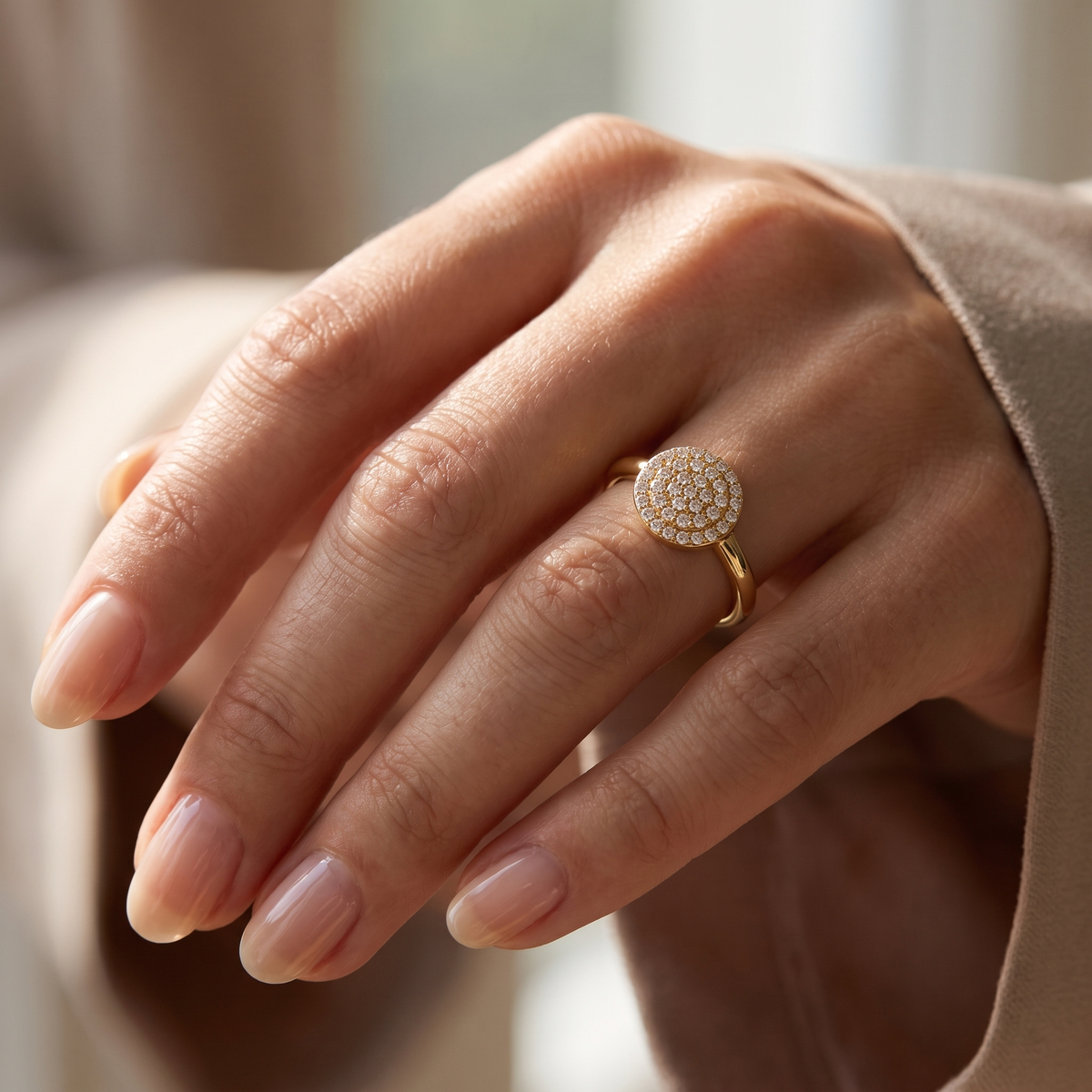 Gold CZ Cluster Ring