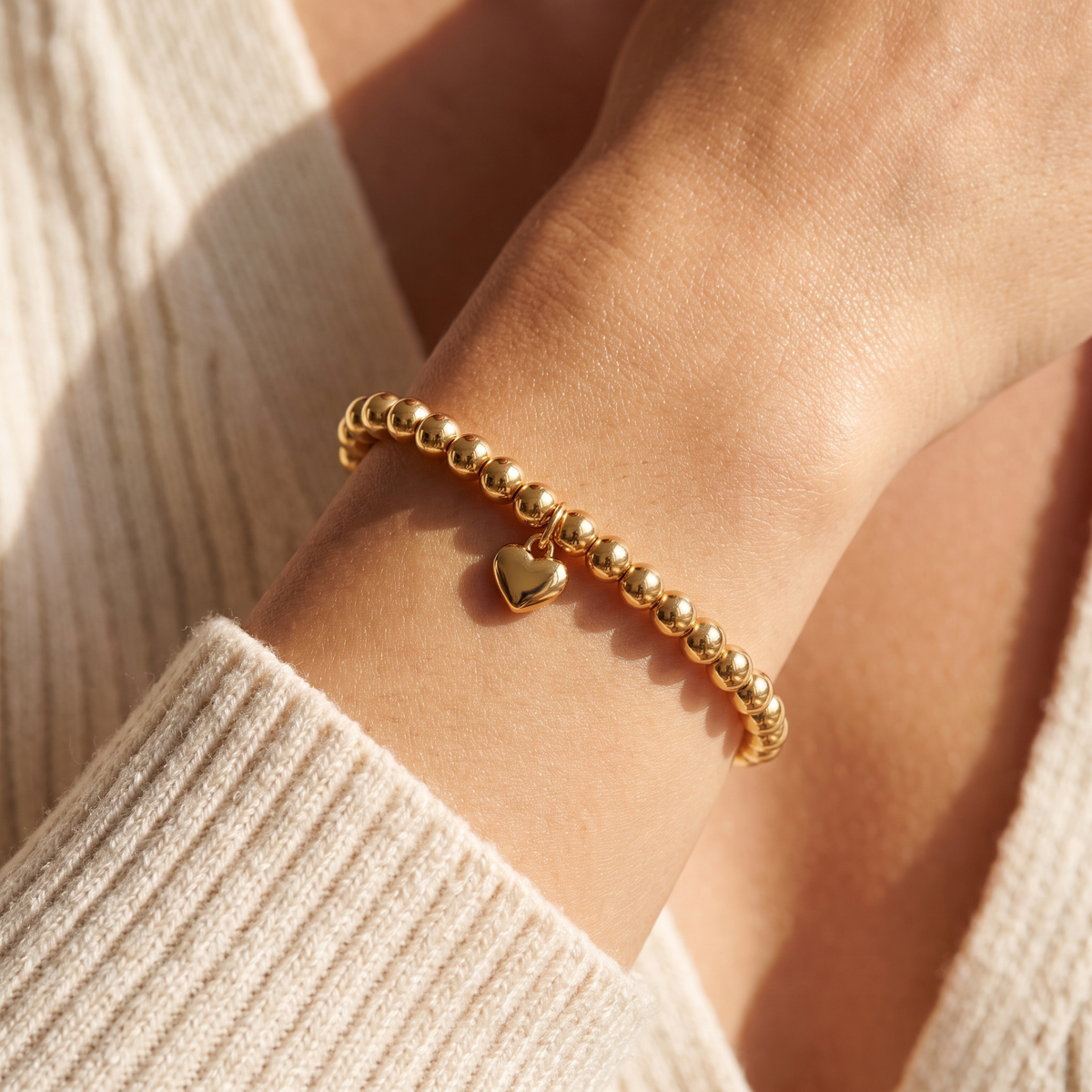 Gold Beaded Charm Bracelet