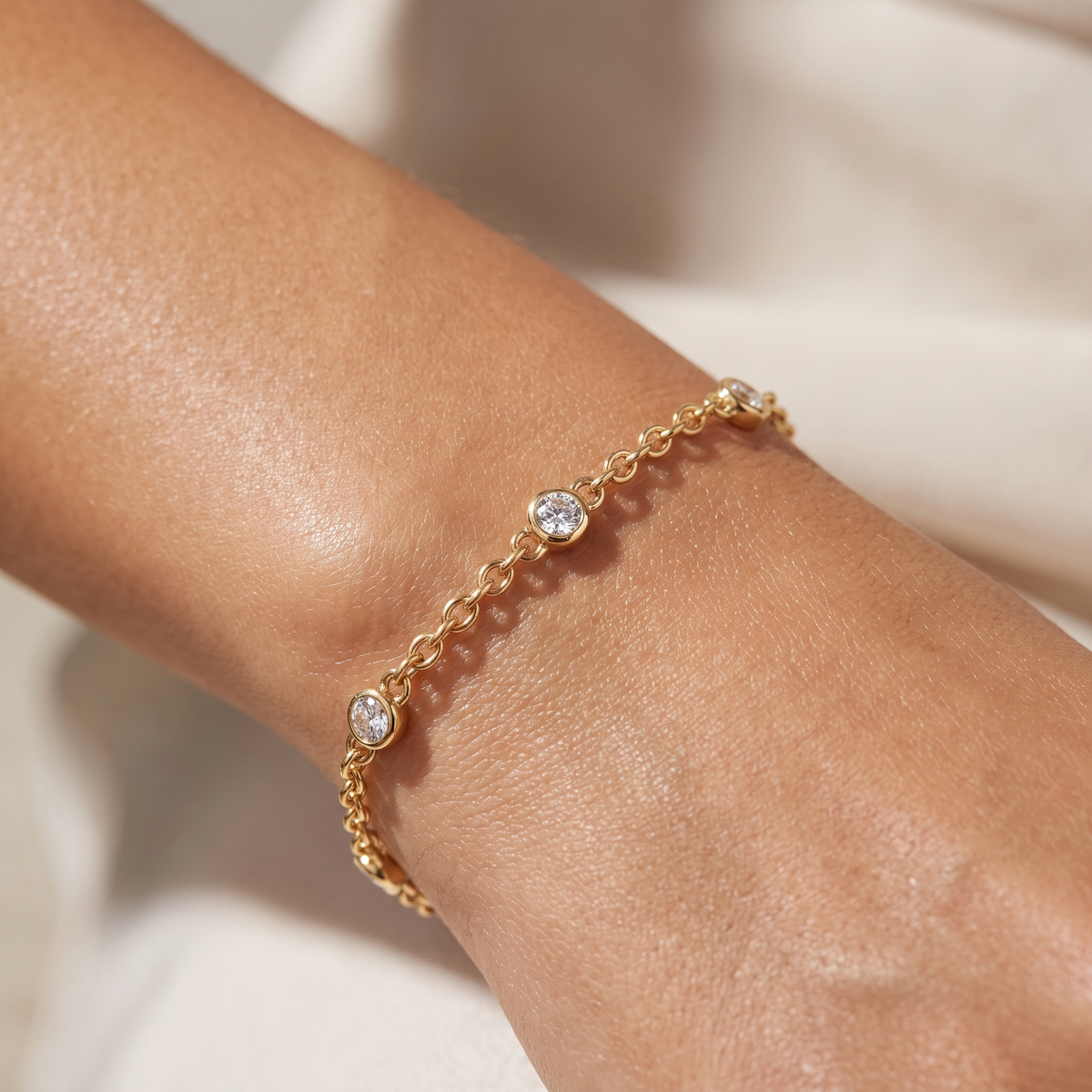 Gold CZ Chain Bracelet