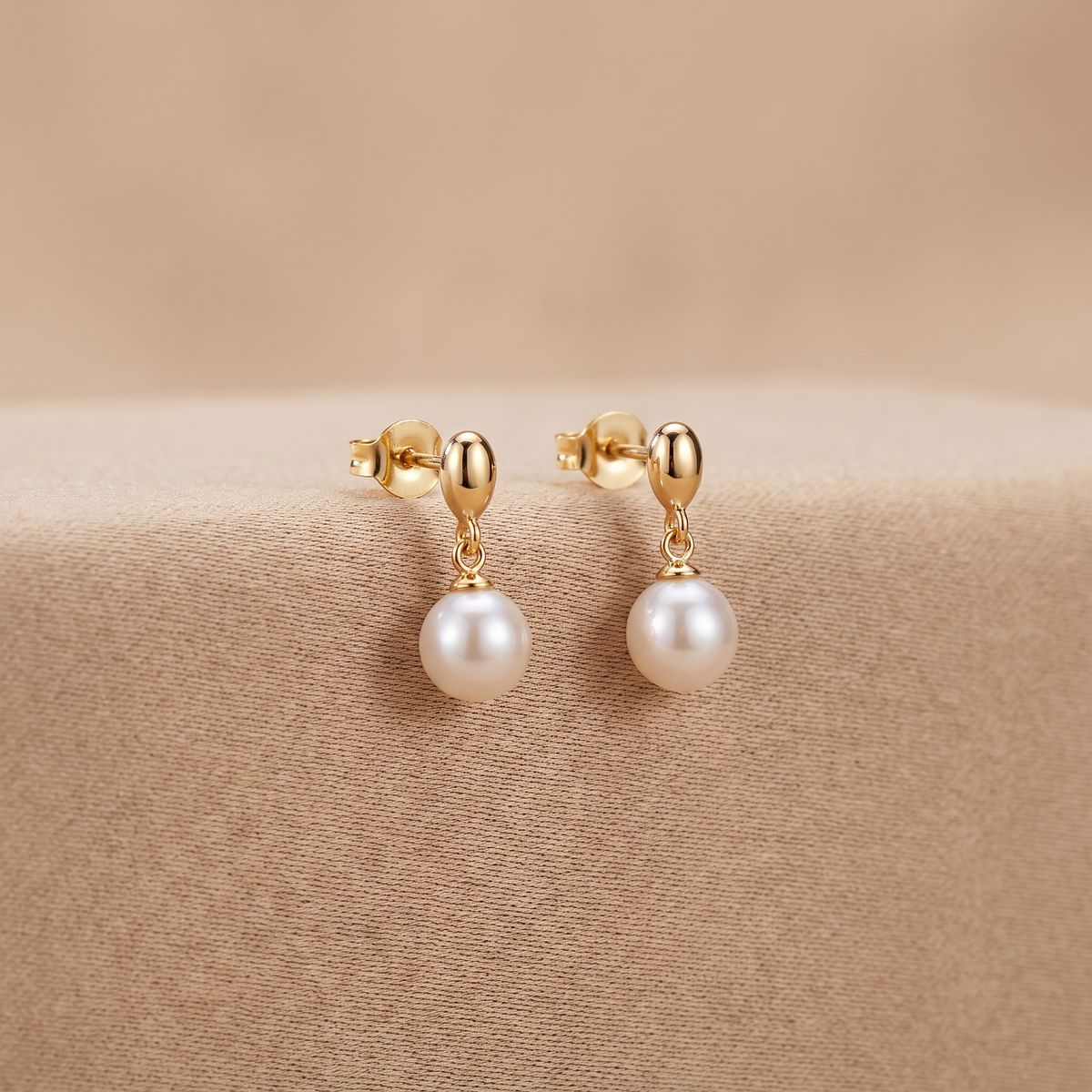 Gold Pearl Drop Earrings