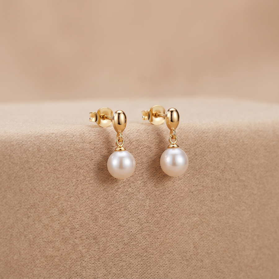 Gold Pearl Drop Earrings