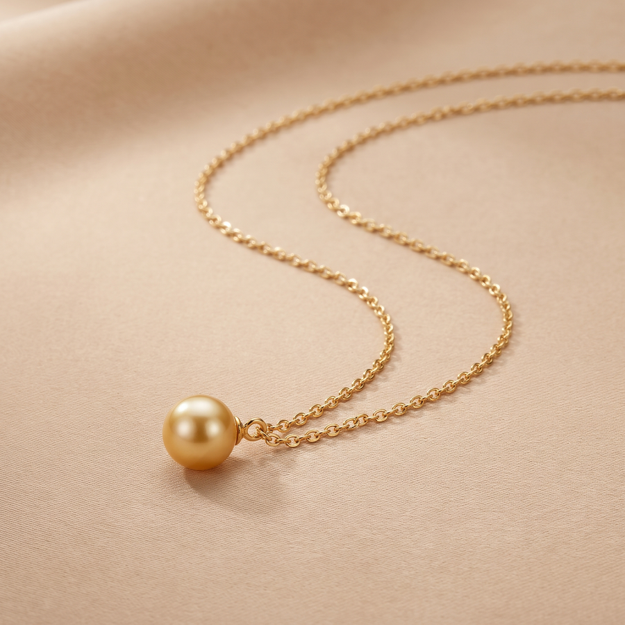 Gold Pearl Pendant Necklace