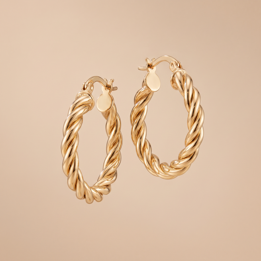 Gold Twisted Hoop Earrings